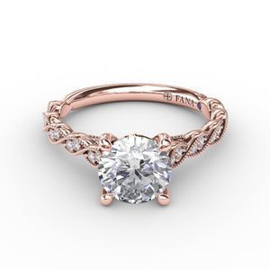 Fana Classic Diamond Solitaire Engagement Ring With Diamond Twist Band