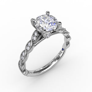 Fana Classic Diamond Solitaire Engagement Ring With Diamond Twist Band