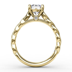 Fana Classic Diamond Solitaire Engagement Ring With Diamond Twist Band