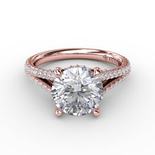 Fana Classic Hidden Halo Round Diamond Solitaire Engagement Ring With Split-Diamond Shank