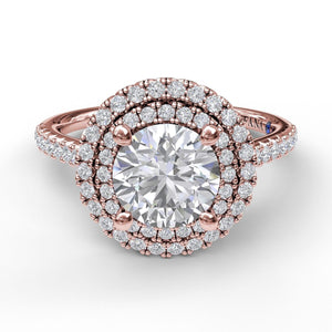 Fana Single Row Petite Double Halo Engagement Ring