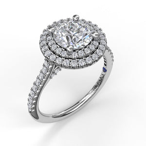 Fana Single Row Petite Double Halo Engagement Ring