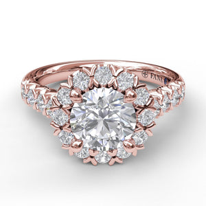 Sparkling Diamond Halo Engagement Ring