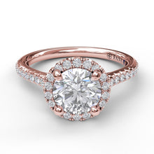 Fana Delicate Round Halo And Pave Band Engagement Ring