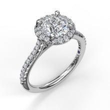 Fana Delicate Round Halo And Pave Band Engagement Ring