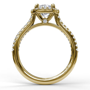 Fana Delicate Round Halo And Pave Band Engagement Ring
