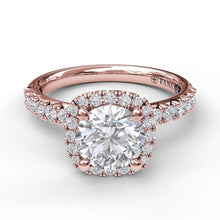 Fana Classic Diamond Halo Engagement Ring with a Gorgeous Side Profile