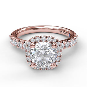 Fana Classic Diamond Halo Engagement Ring with a Gorgeous Side Profile