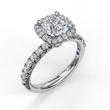 Fana Classic Diamond Halo Engagement Ring with a Gorgeous Side Profile
