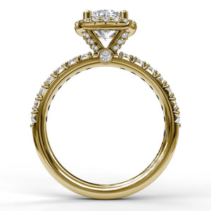 Fana Classic Diamond Halo Engagement Ring with a Gorgeous Side Profile