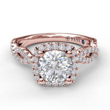 Fana Cushion Halo Twist Engagement Ring