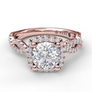 Fana Cushion Halo Twist Engagement Ring