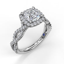 Fana Cushion Halo Twist Engagement Ring