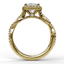 Fana Cushion Halo Twist Engagement Ring