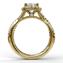 Round Halo Twist Engagement Ring