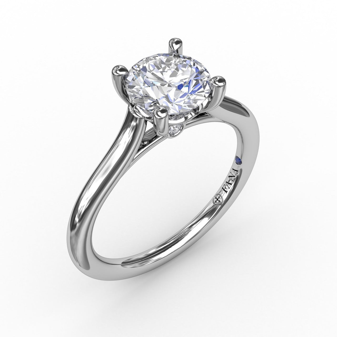 S4014 Classic Round Diamond Solitaire Engagement Ring With Cathe