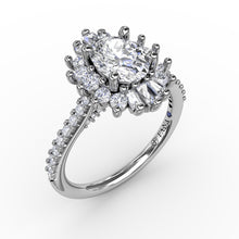 Fana Mixed Shape Oval Diamond Halo Ballerina Style Engagement Ring