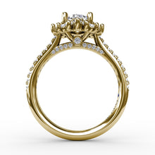 Fana Mixed Shape Oval Diamond Halo Ballerina Style Engagement Ring