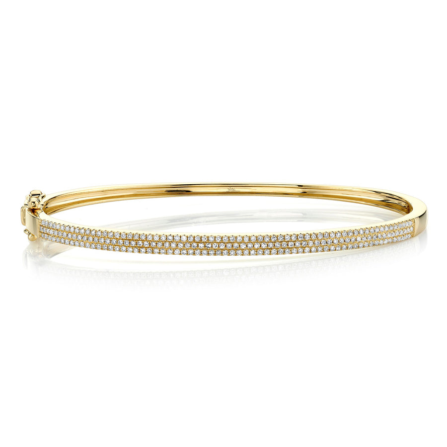 This bangle features pave set round brilliant cut diamonds that tot...