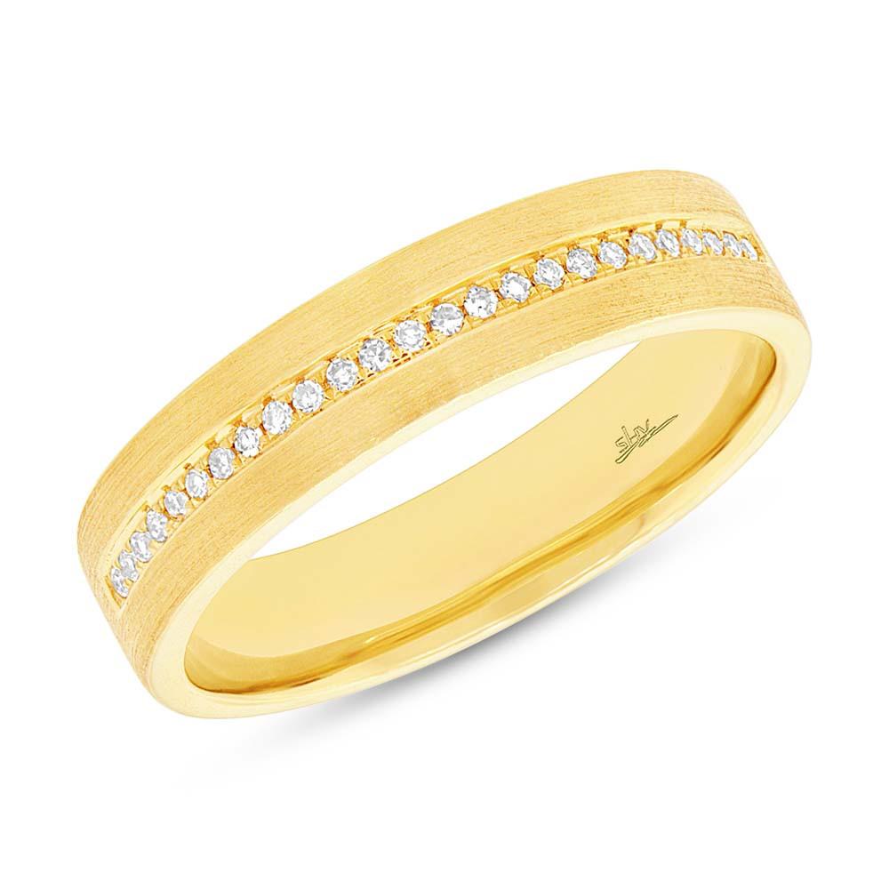 14k Yellow Gold Band with Pave Line