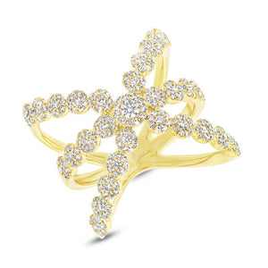 This ring features round brilliant cut diamonds that totals .80cts.