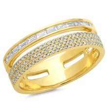 14k Rose Gold Baguette & Pave Diamond Bar Ring