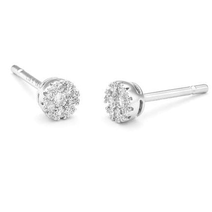These earrings feature a cluster of diamonds that total .20cts.