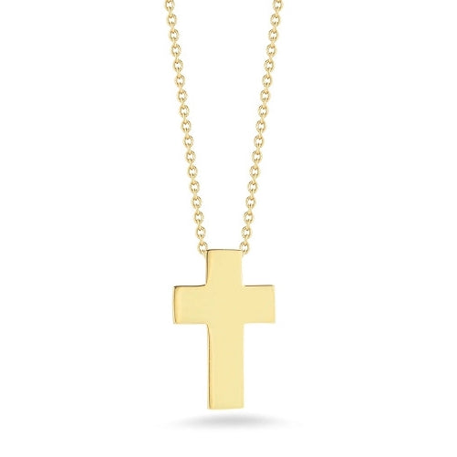 18k yellow gold Cross Pendant by Roberto Coin. 

Cross measures 12M...