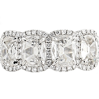 Henri Daussi 4 Stone Cushion Cut Diamond Band- 2.64ctw