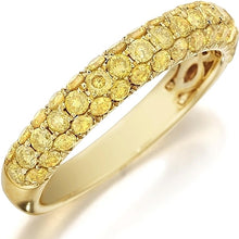 Henri Daussi Domed 3-Row Fancy Yellow Diamond Pave Band