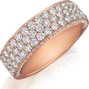 Henri Daussi Three Row Diamond Wedding Band