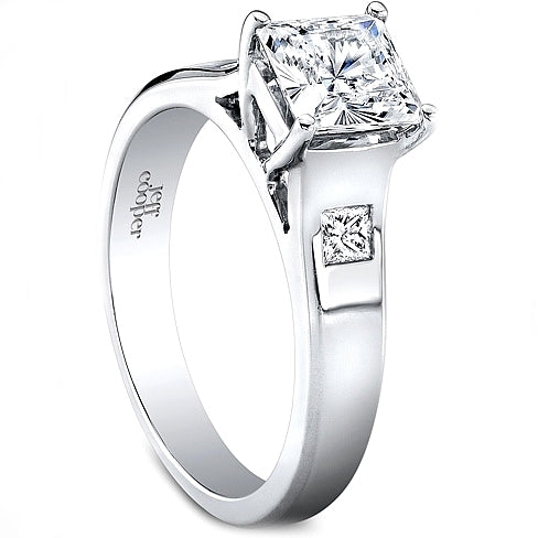 Jeff Cooper Burnish Princess Cut Diamond Engagement Ring 18K White Gold: +$1690