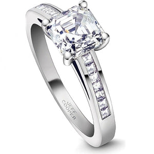 Jeff Cooper Engagement Ring with Channel-Set Square Emerald Cuts