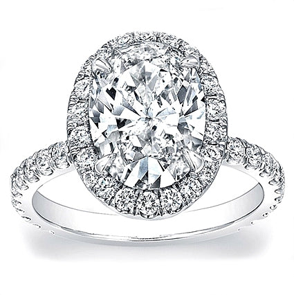 Pave Diamond Halo Engagement Ring