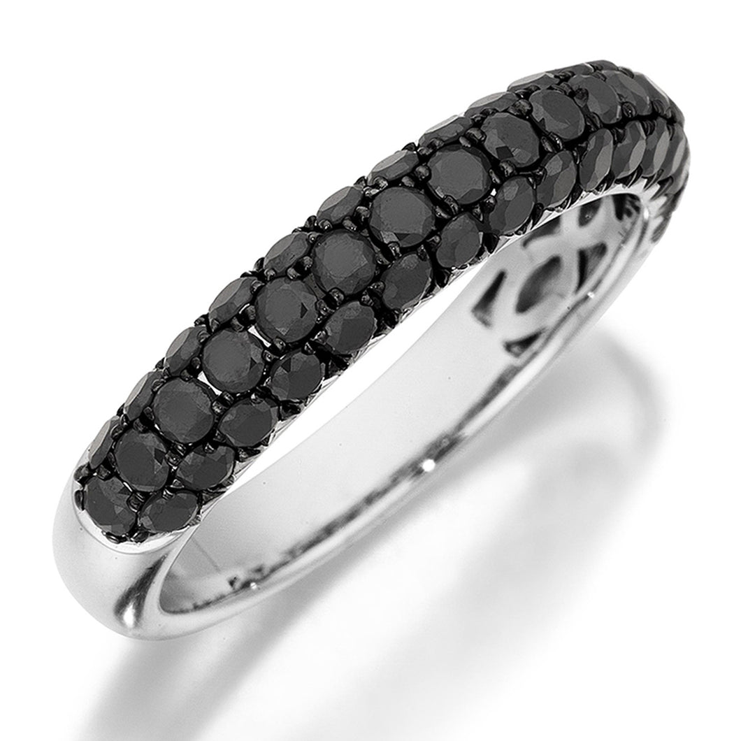 Henri Daussi Domed 3-Row Black Diamond Pave Band
