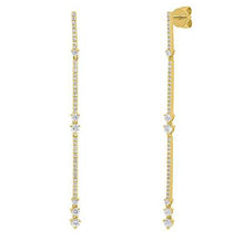 These earrings feature round brilliant cut diamonds that total .58cts.