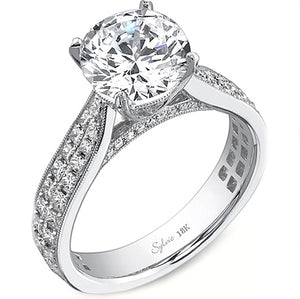 This diamond engagement ring setting by Sylvie features two rows of...