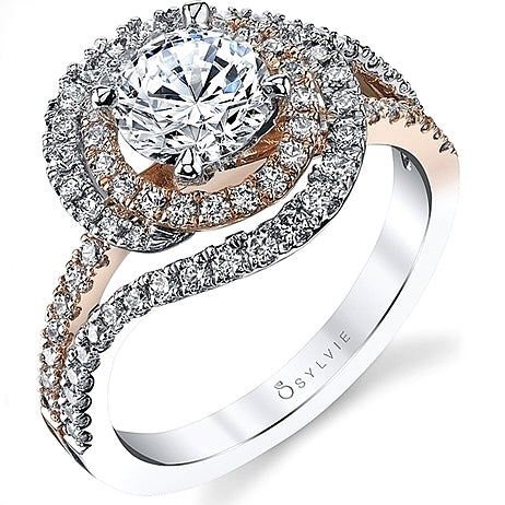 Sylvie Swirl Two-Tone Diamond Engagement Ring