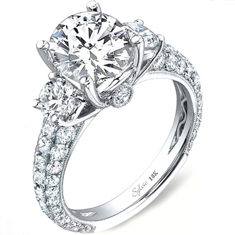 Sylvie Three Stone Diamond Engagement Ring