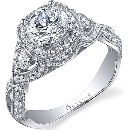 Sylvie Twist Shank Diamond Engagement Ring