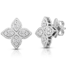 These earrings from Roberto Coin features pave set round brilliant ...