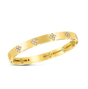 18k yellow gold bangle with diamonds totaling .45ct