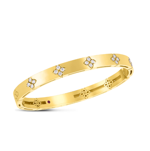 18k gold Love In Verona medium width diamond accent bangle from Rob...