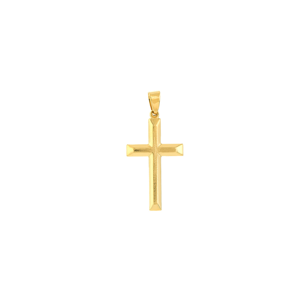 yellow gold cross with beveled detailing