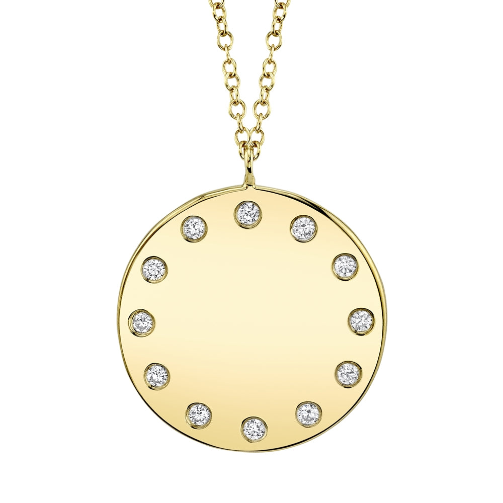 This necklace features round brilliant cut diamonds that total .09c...
