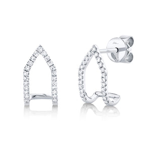 These earrings feature .15cts of pave set round brilliant cut diamo...