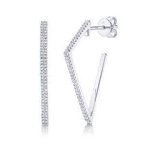 These diamond earrings feature pave set round brilliant cut diamond...