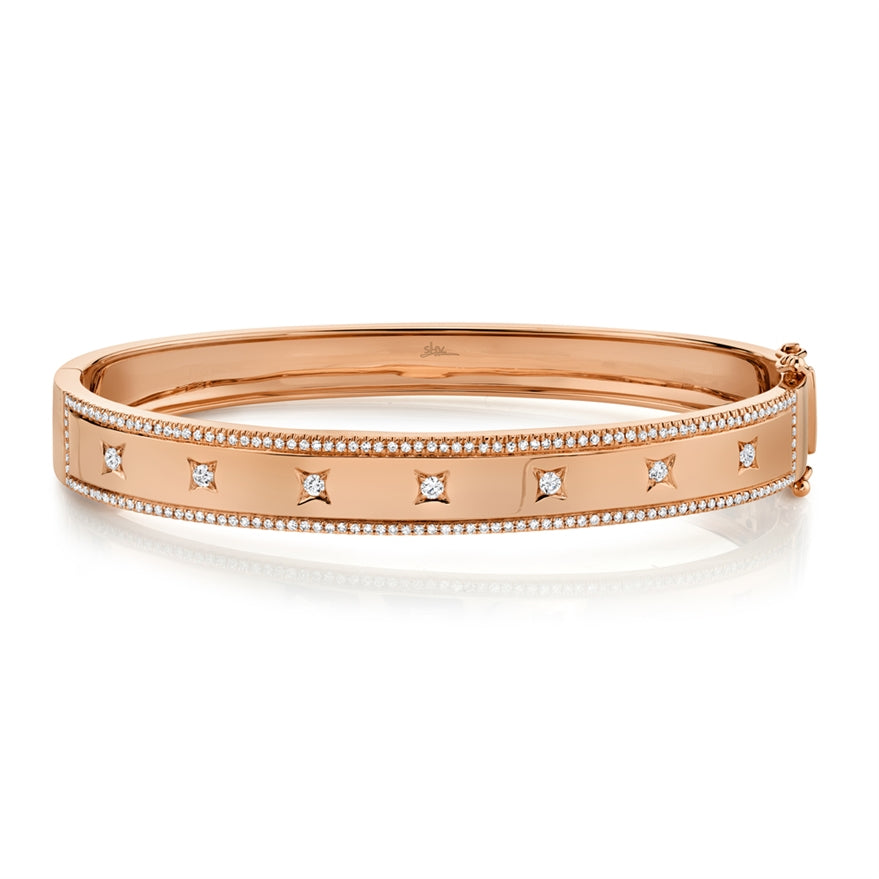 This diamond bangle features .55cts of round brilliant cut diamonds.