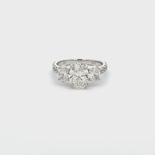 2.99ct Three Stone Oval Shape 18K White Gold Diamond Engagement Ring
