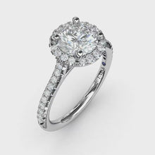 Fana Delicate Round Halo And Pave Band Engagement Ring